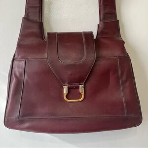 Vintage Lou Taylor Brown Red Pocketbook Shoulder Bag